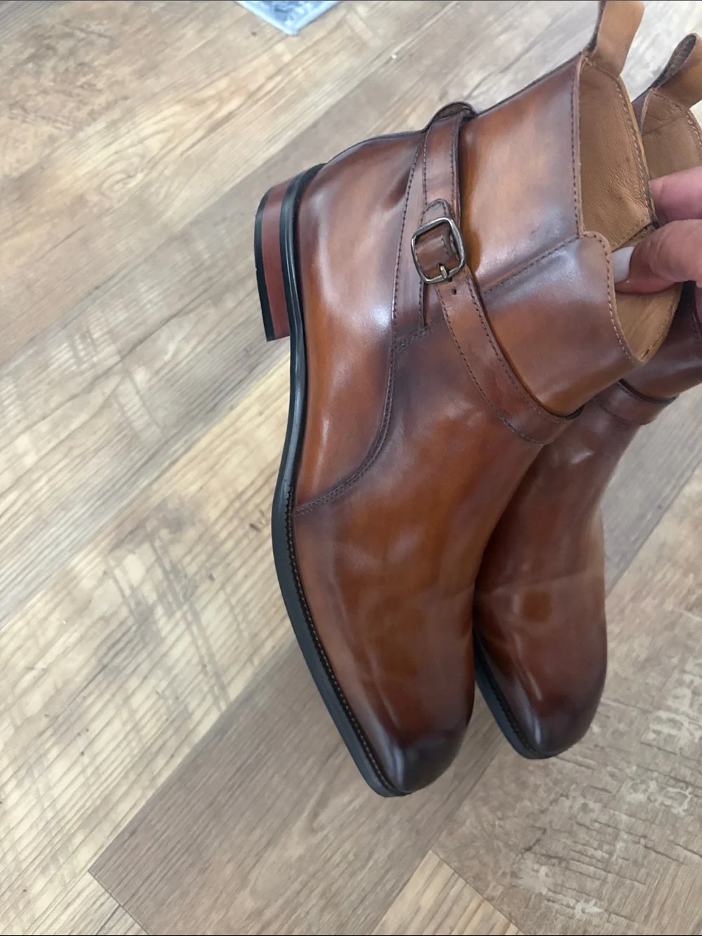 Brown Leather Chelsea Boots with Side Strap